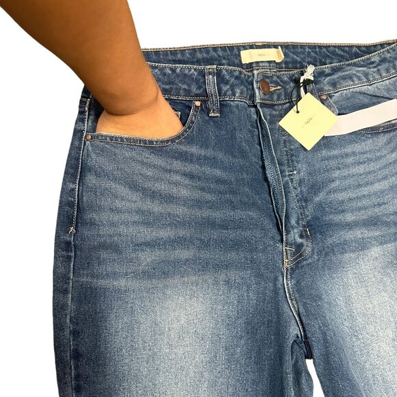 NWT tgla Womens Plus Size 2X Blue Jeans Button Fly Straight Leg Ankle High Rise - Picture 8 of 16